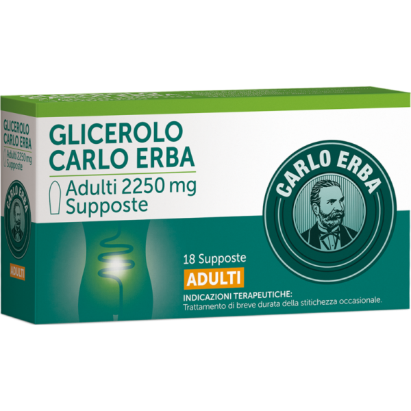 GLICEROLO CARLO ERBA 2250MG ADULTI 18 SUPPOSTE