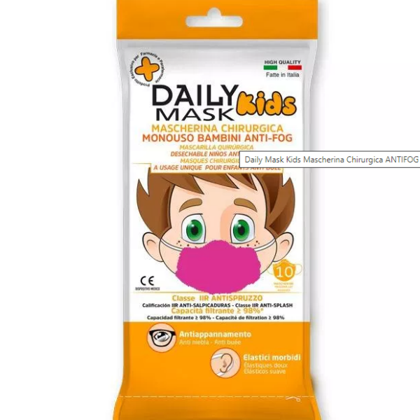 DAILY MASK KIDS MASCHERINA MONOUSO CHIRURGICA  ROSA 10 PEZZI