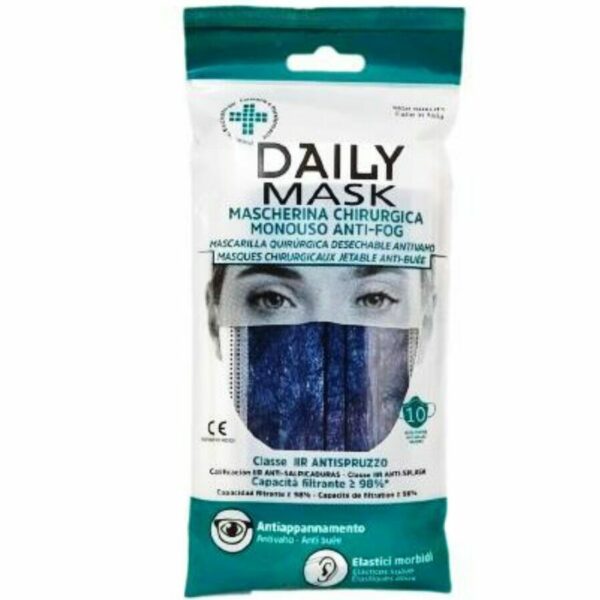 DAILY MASK MASCHERINA MONOUSO CHIRURGICA BLU 10 PEZZI