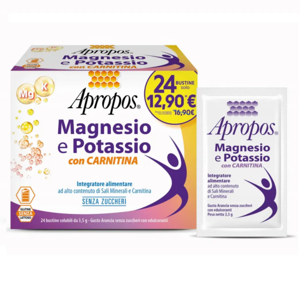 APROPOS MAGNESIO E POTASSIO 24 BUSTINE CON CARNITINA PROMO